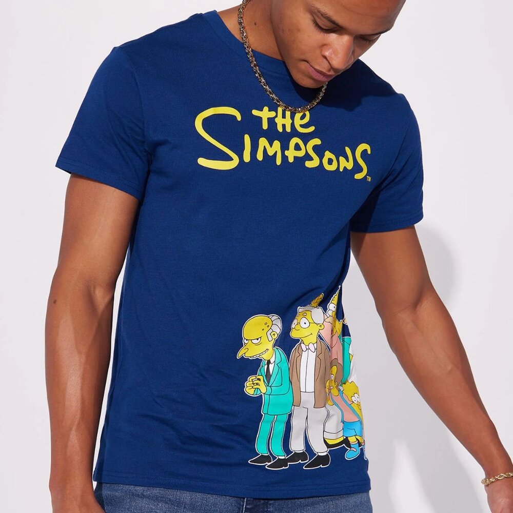 The Simpson Family Tee Graphic Navy Blue T-Shirt Men's Size Large